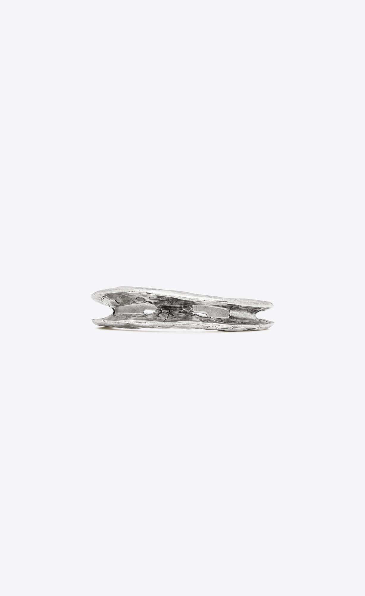 YSL Thin Textured Bangle In Metal Aged Dark Oxidised Silver | 9053264-XZ
