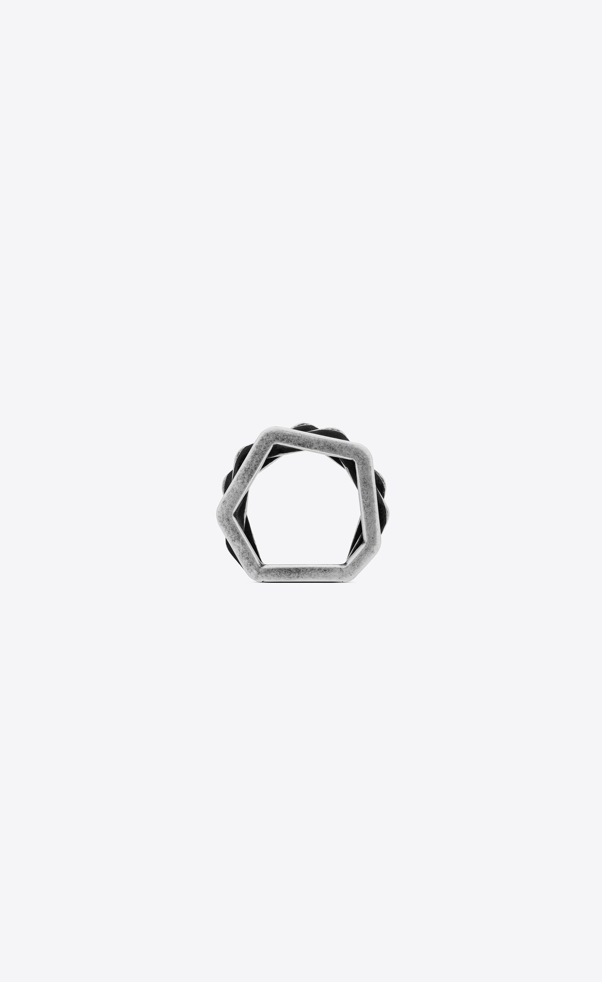 YSL Three-row Ring In Metal Oxidized Silver | 3159678-WK