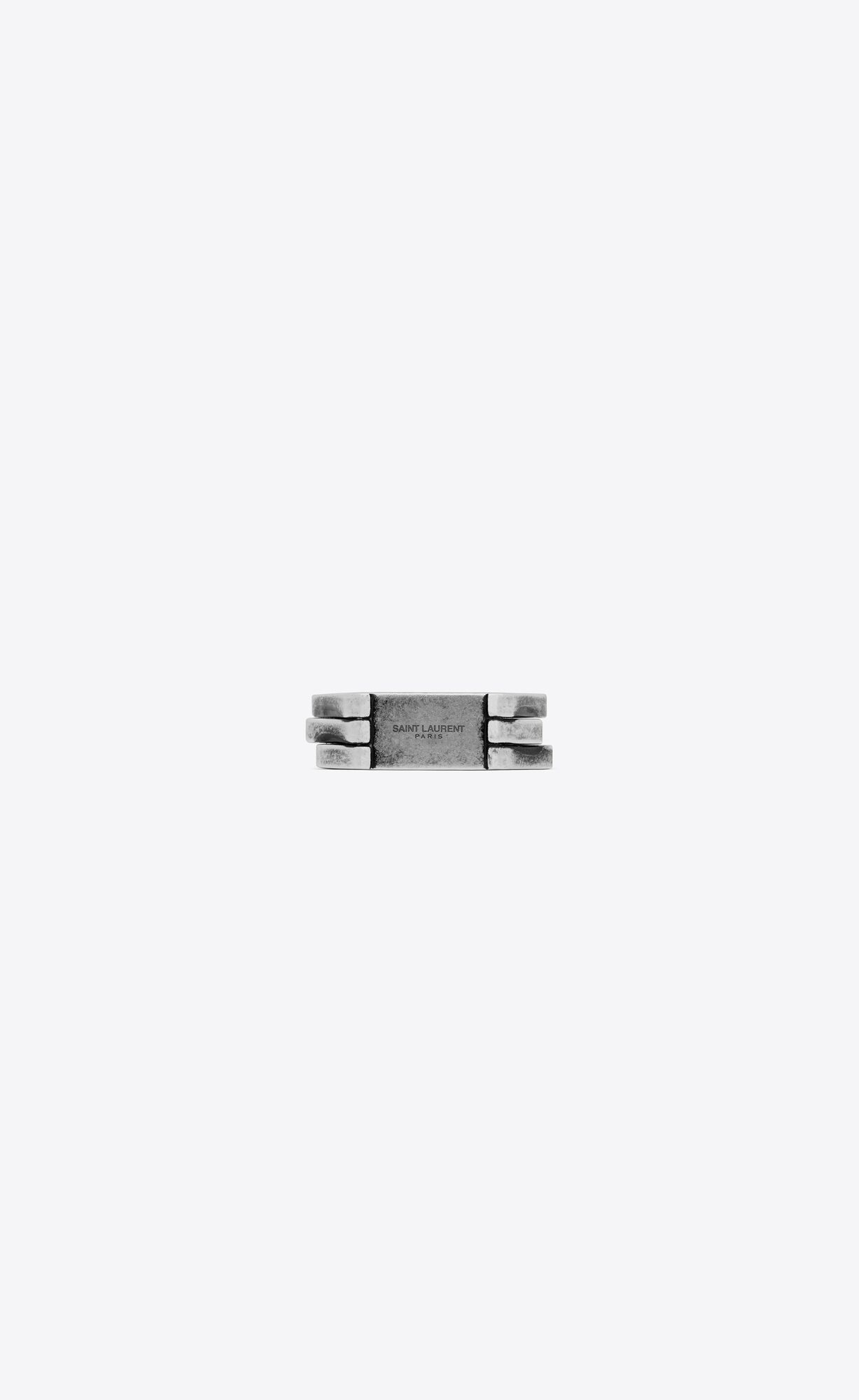YSL Three-row Ring In Metal Oxidized Silver | 3159678-WK