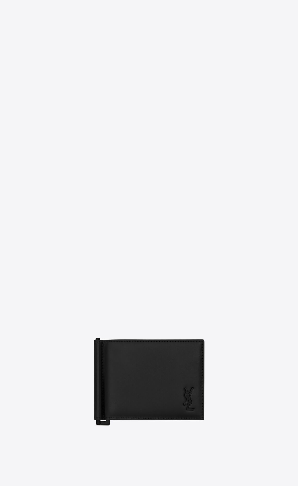 YSL Tiny Cassandre Bill Clip Wallet In Matte Leather Black | 0982435-JX