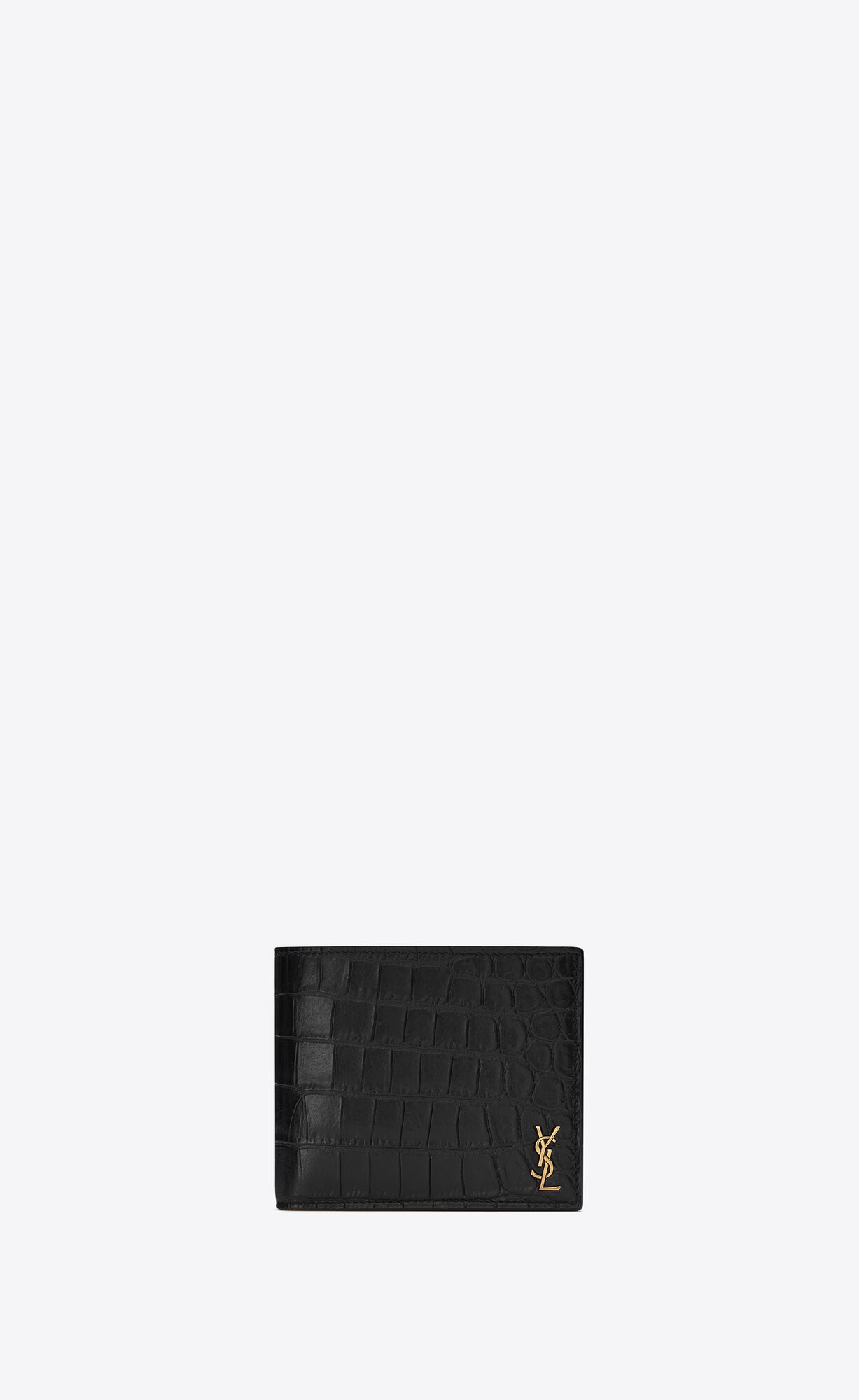 YSL Tiny Cassandre East/West Wallet In Crocodile-embossed Matte Leather Black | 7145893-LD