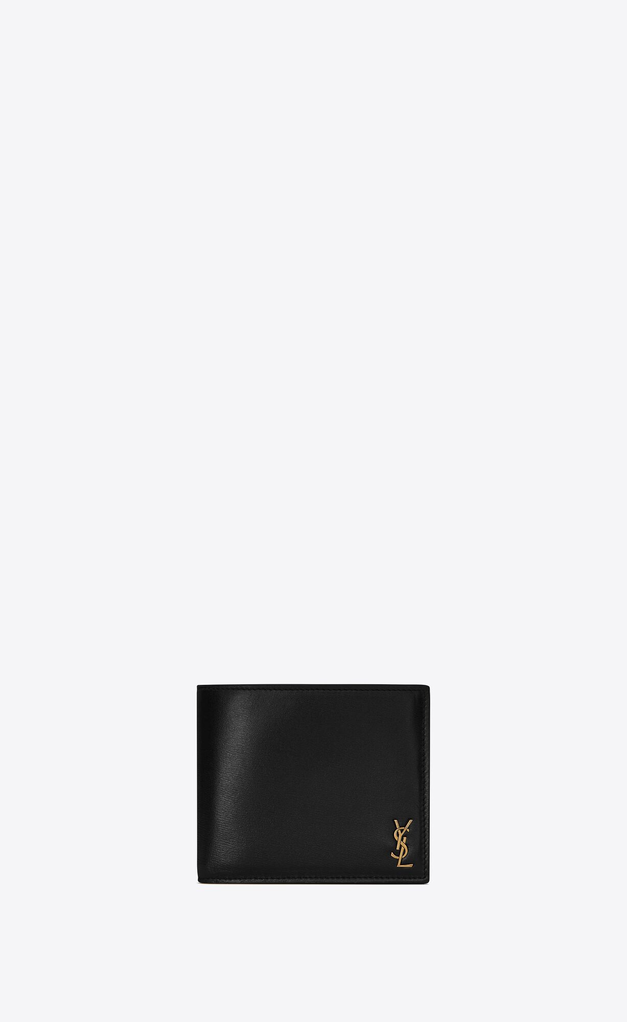 YSL Tiny Cassandre East/West Wallet With Coin Purse In Shiny Leather Black | 5140386-QG