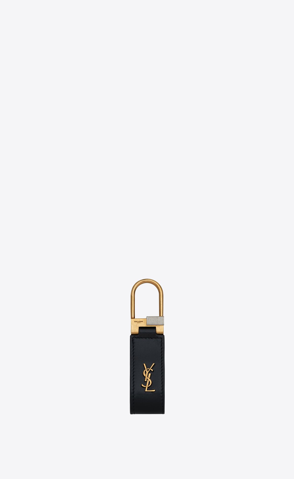 YSL Tiny Cassandre Keyring In Smooth Leather Black | 5173028-JG