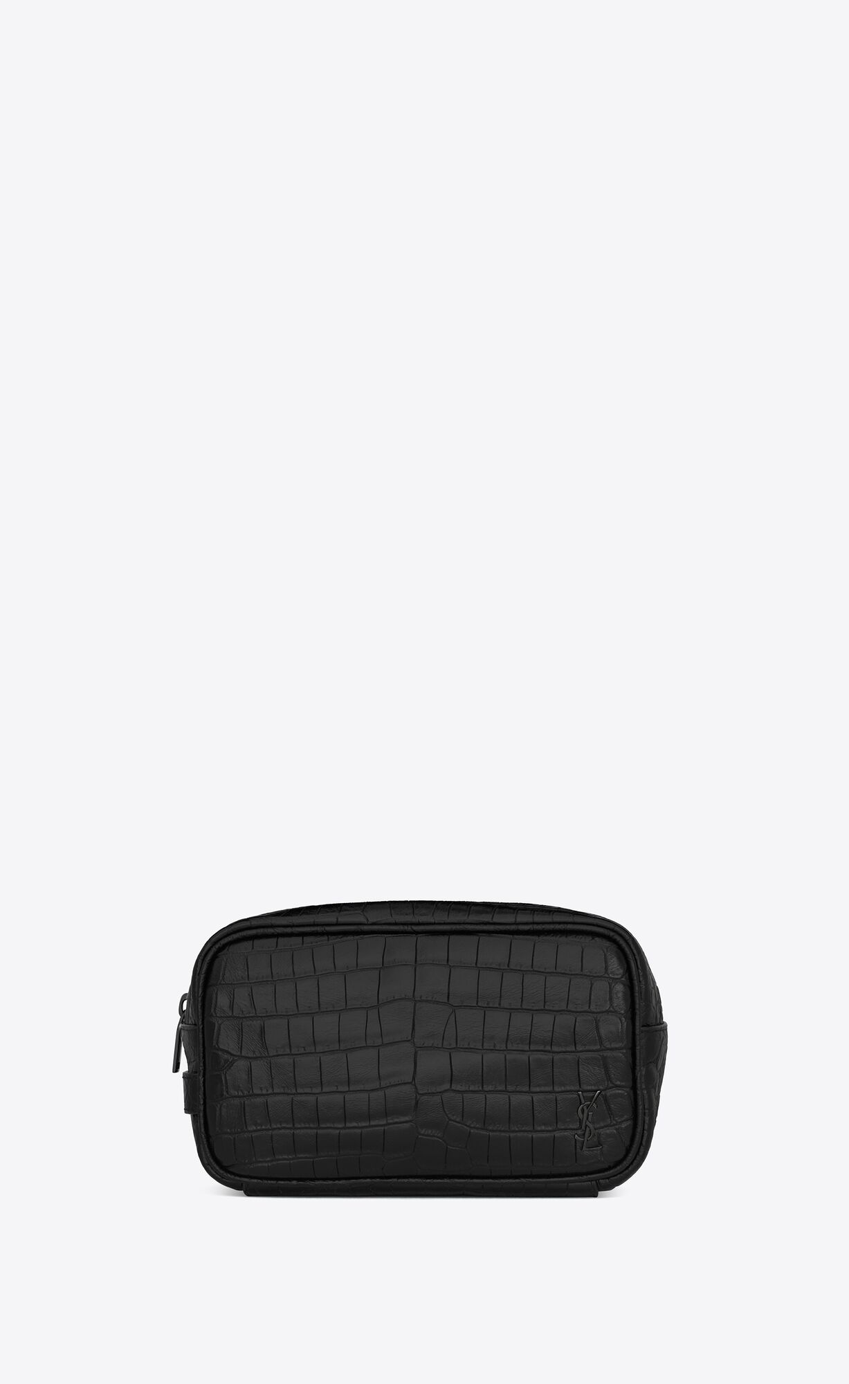 YSL Tiny Cassandre Small Grooming Case In Crocodile-embossed Matte Leather Black | 7830156-KH
