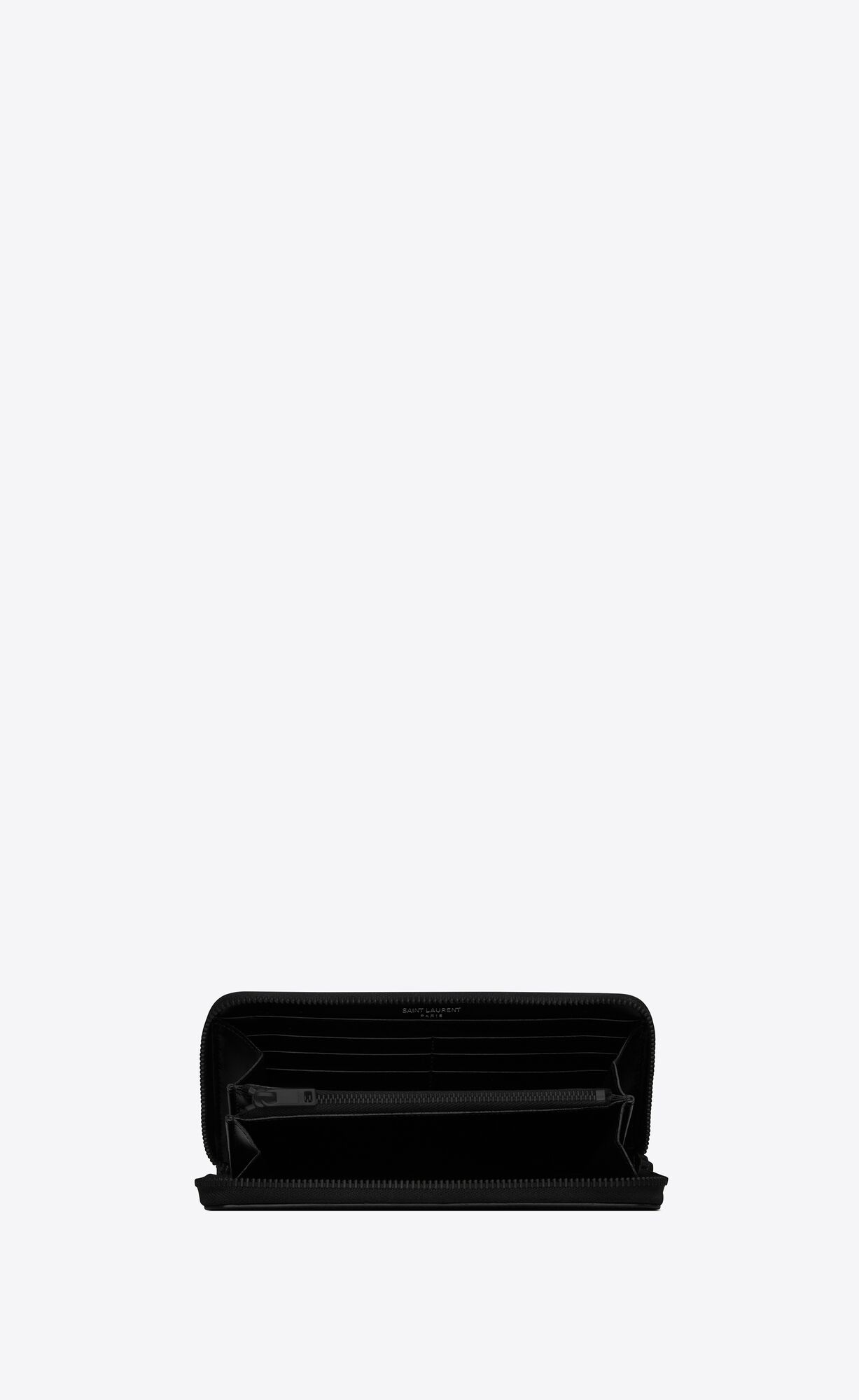 YSL Tiny Cassandre Zip-around Wallet In Matte Leather Black | 1536287-ZU