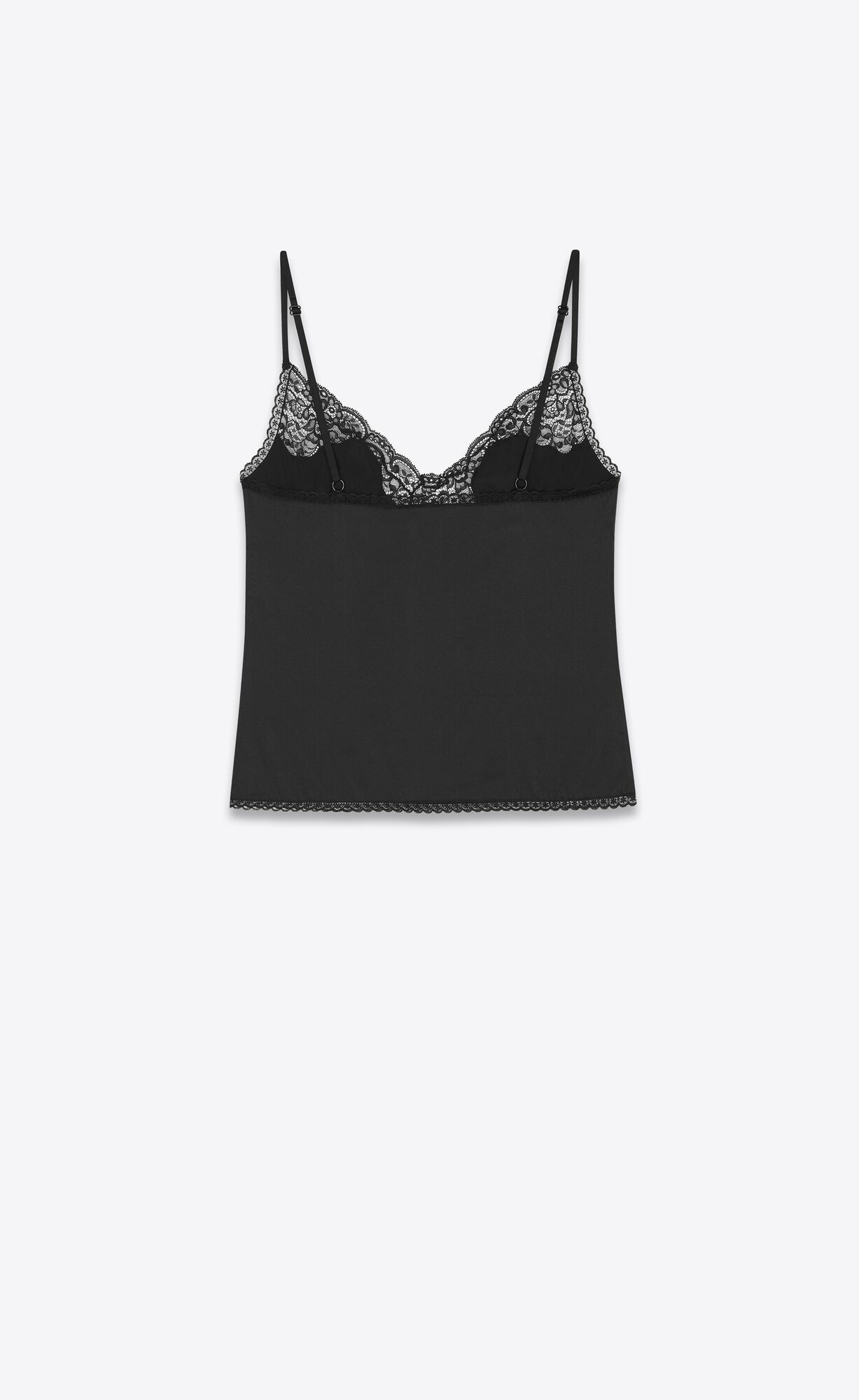 YSL Top In Crepe Satin And Lace Noir | 1523680-QA