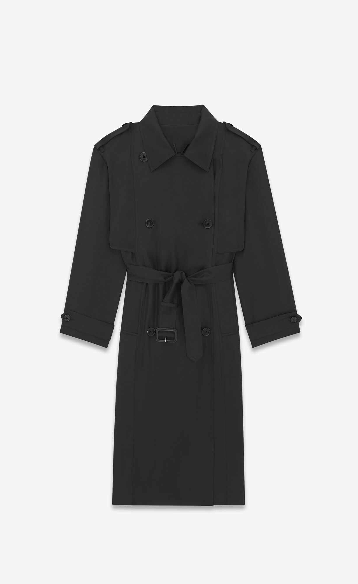 YSL Trench Coat In Silk Satin Black | 7860359-IJ