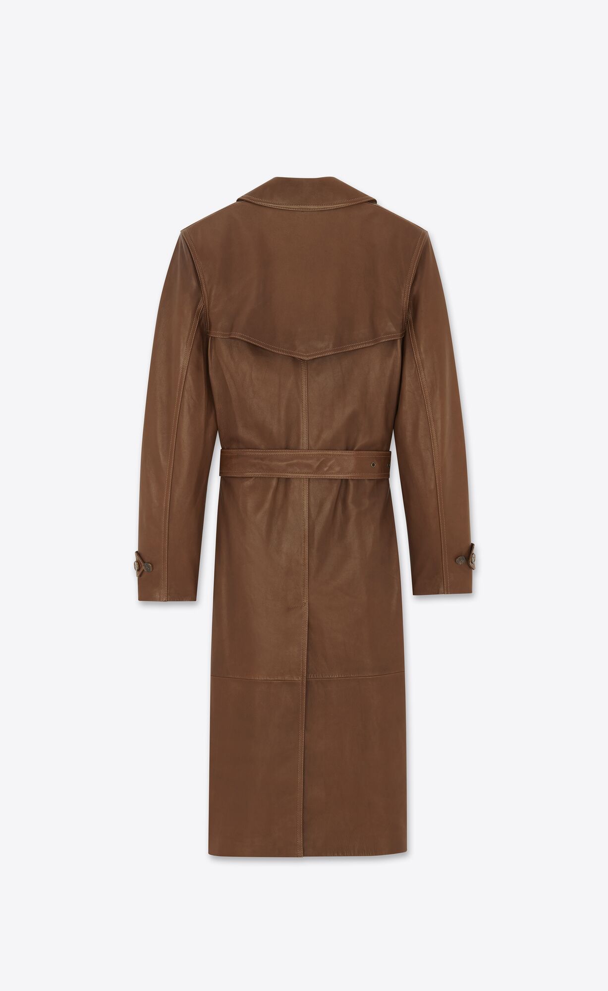 YSL Trench-coat In Lambskin Brun Chene | 8609273-CA