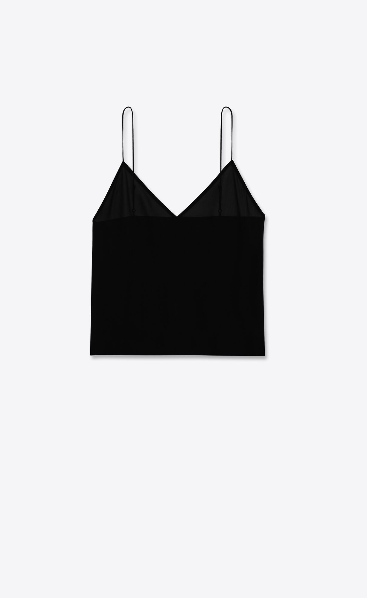 YSL Triangle Camisole In Washed Silk Georgette Black | 2940681-UX