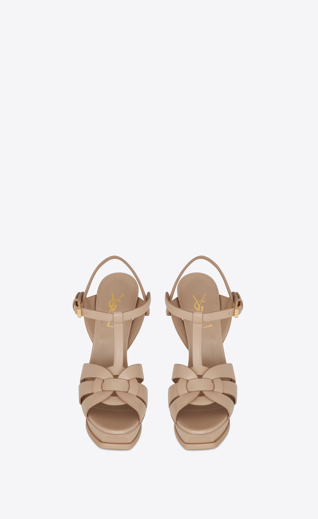 YSL Tribute Platform Sandals In Smooth Leather Dark Beige | 3269078-TQ