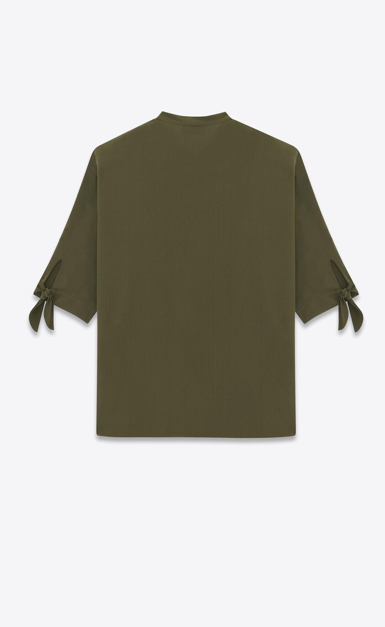 YSL Tunic Shirt In Crepe De Chine Khaki | 5416092-PW