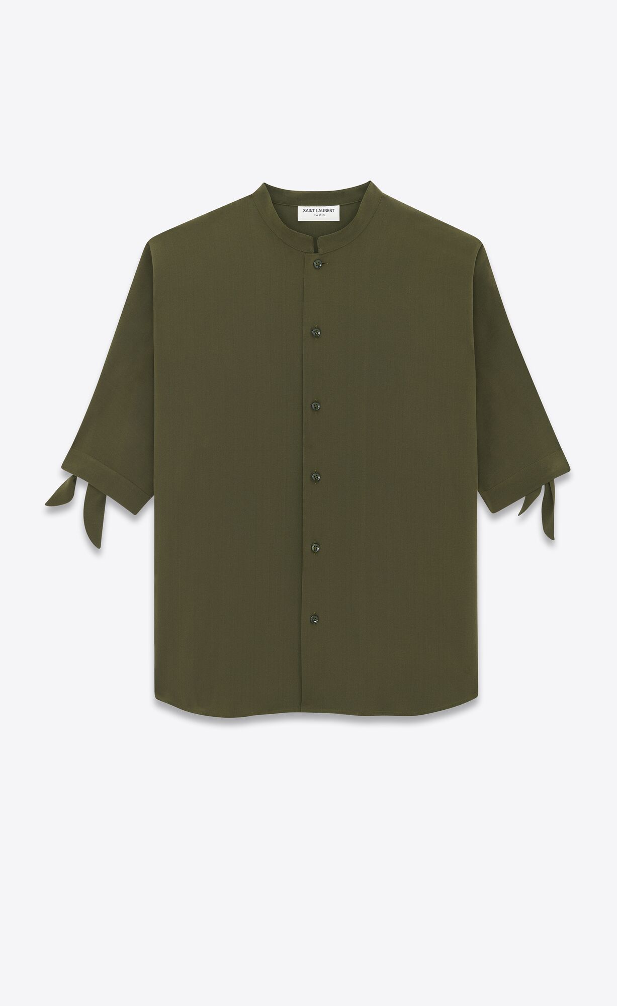 YSL Tunic Shirt In Crepe De Chine Khaki | 5416092-PW
