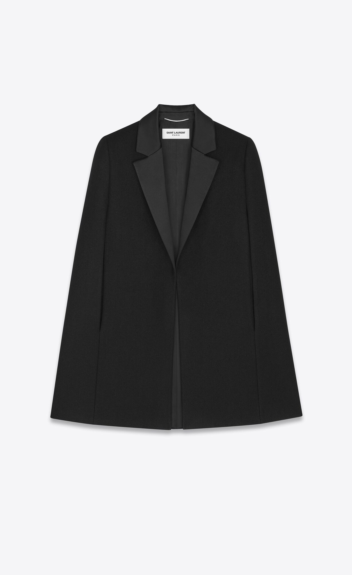 YSL Tuxedo Cape In Wool Felt Noir Brillant | 2683045-FS