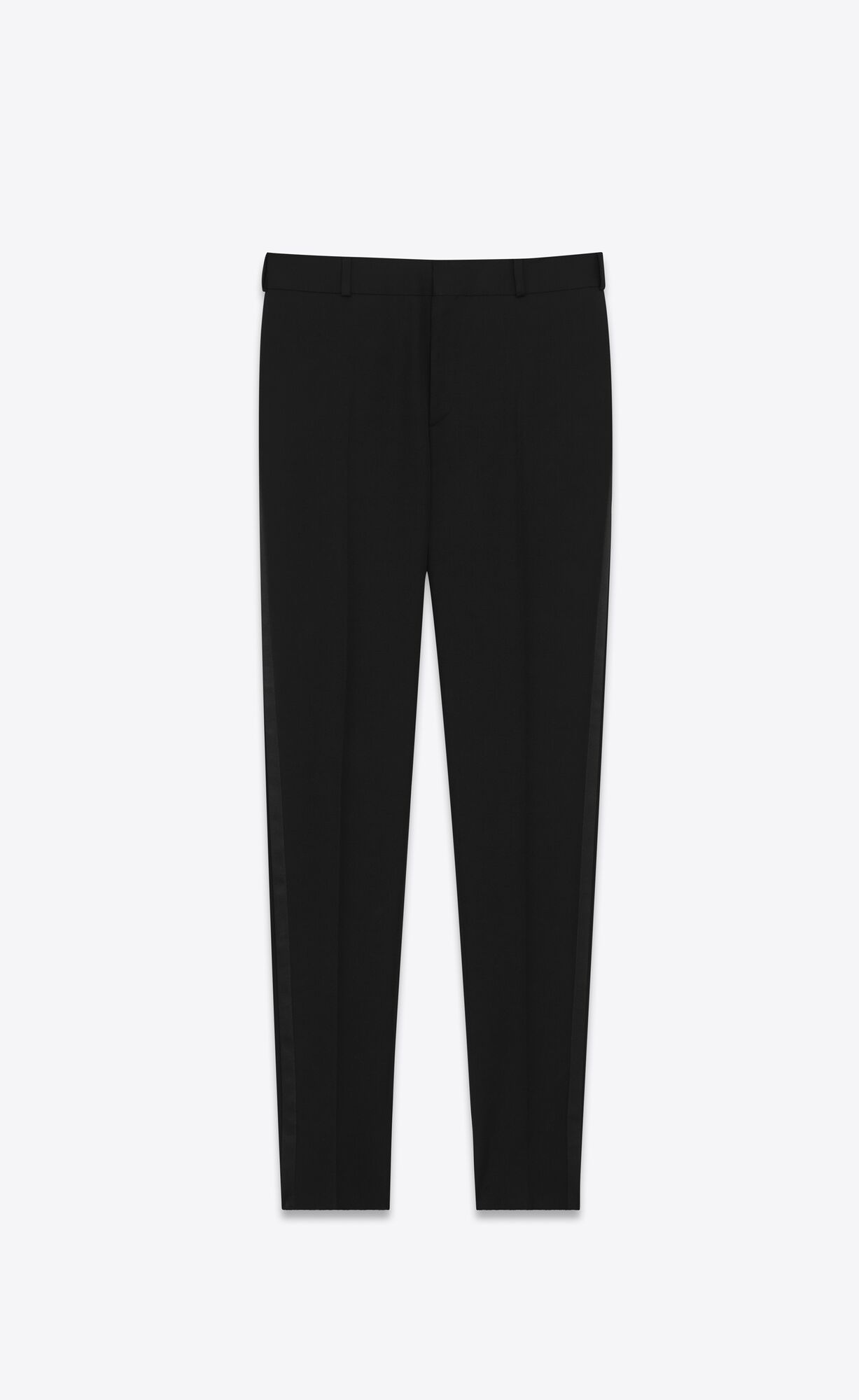 YSL Tuxedo Straight Pants In Grain De Poudre Black | 8915632-KA
