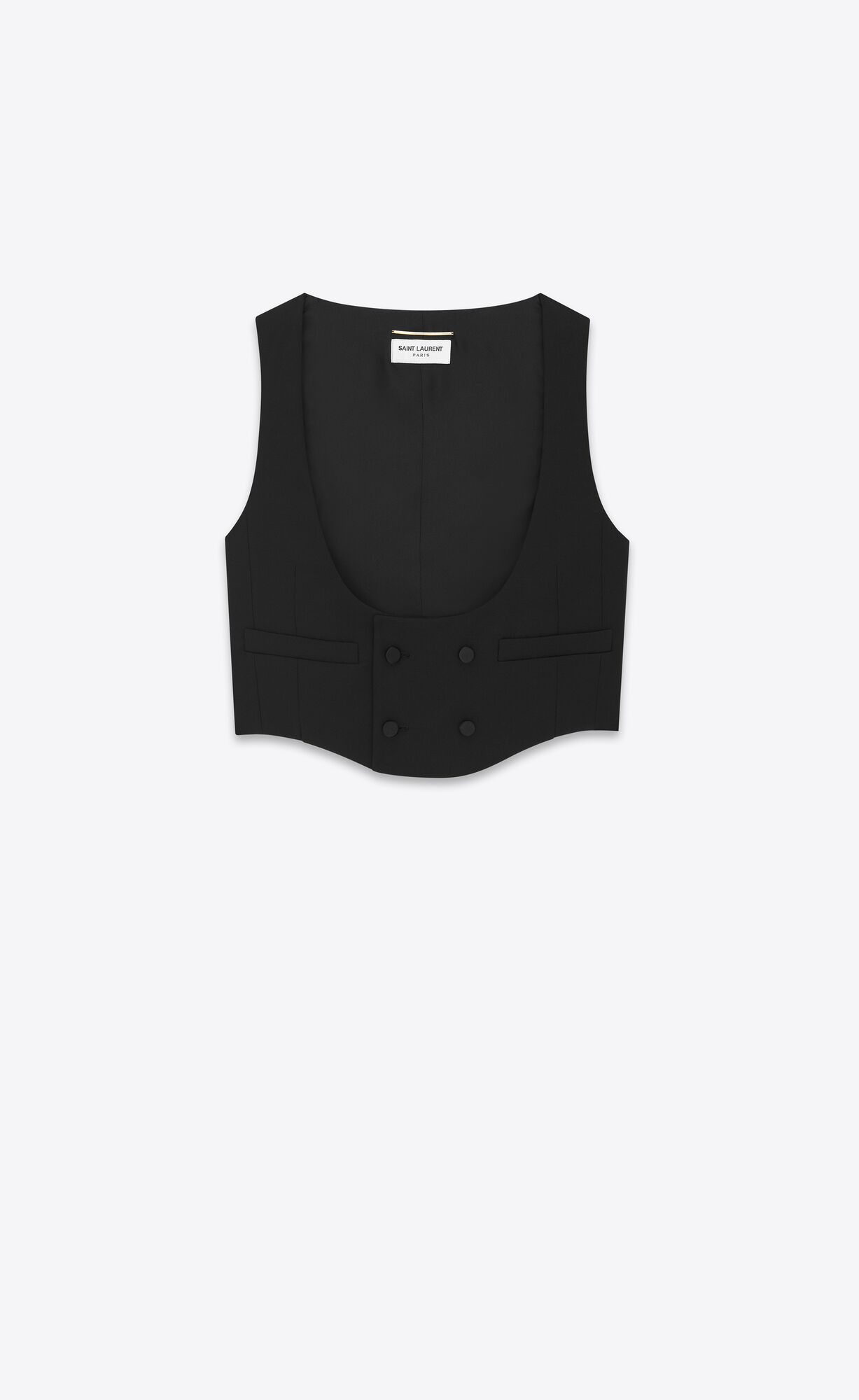 YSL Tuxedo Vest In Grain De Poudre Black | 7628015-HQ