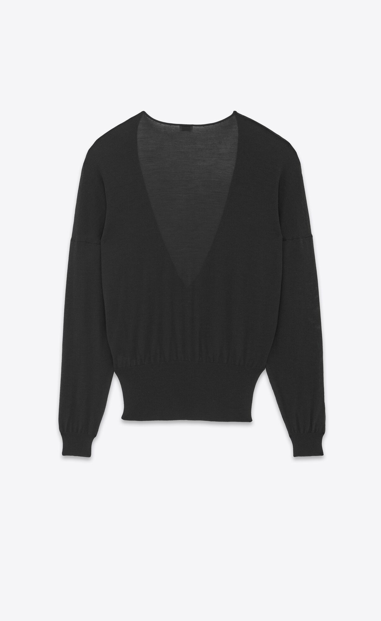 YSL V-neck Sweater In Cashmere, Wool And Silk Black | 1625803-HN