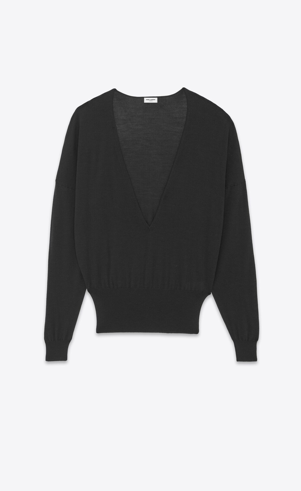 YSL V-neck Sweater In Cashmere, Wool And Silk Black | 1625803-HN