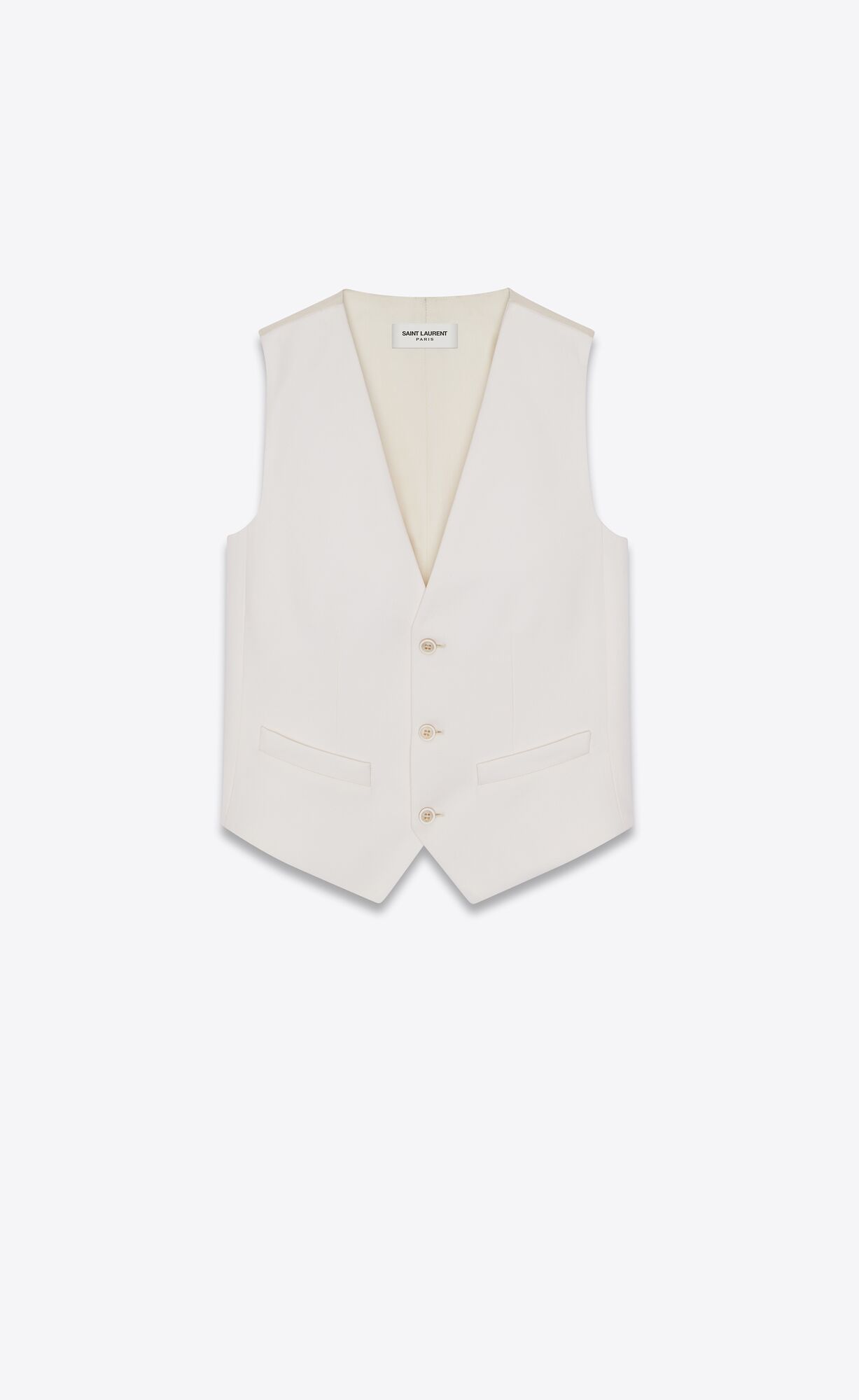 YSL Vest In Grain De Poudre Chalk | 9625401-PT
