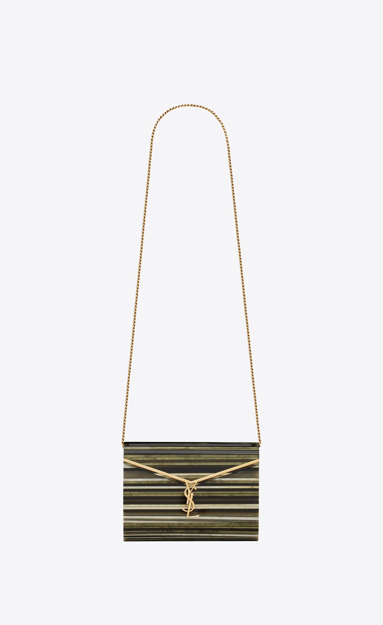 YSL Vicky Miniaudiere In Plexiglass Black, Green And Grey | 3605482-NB