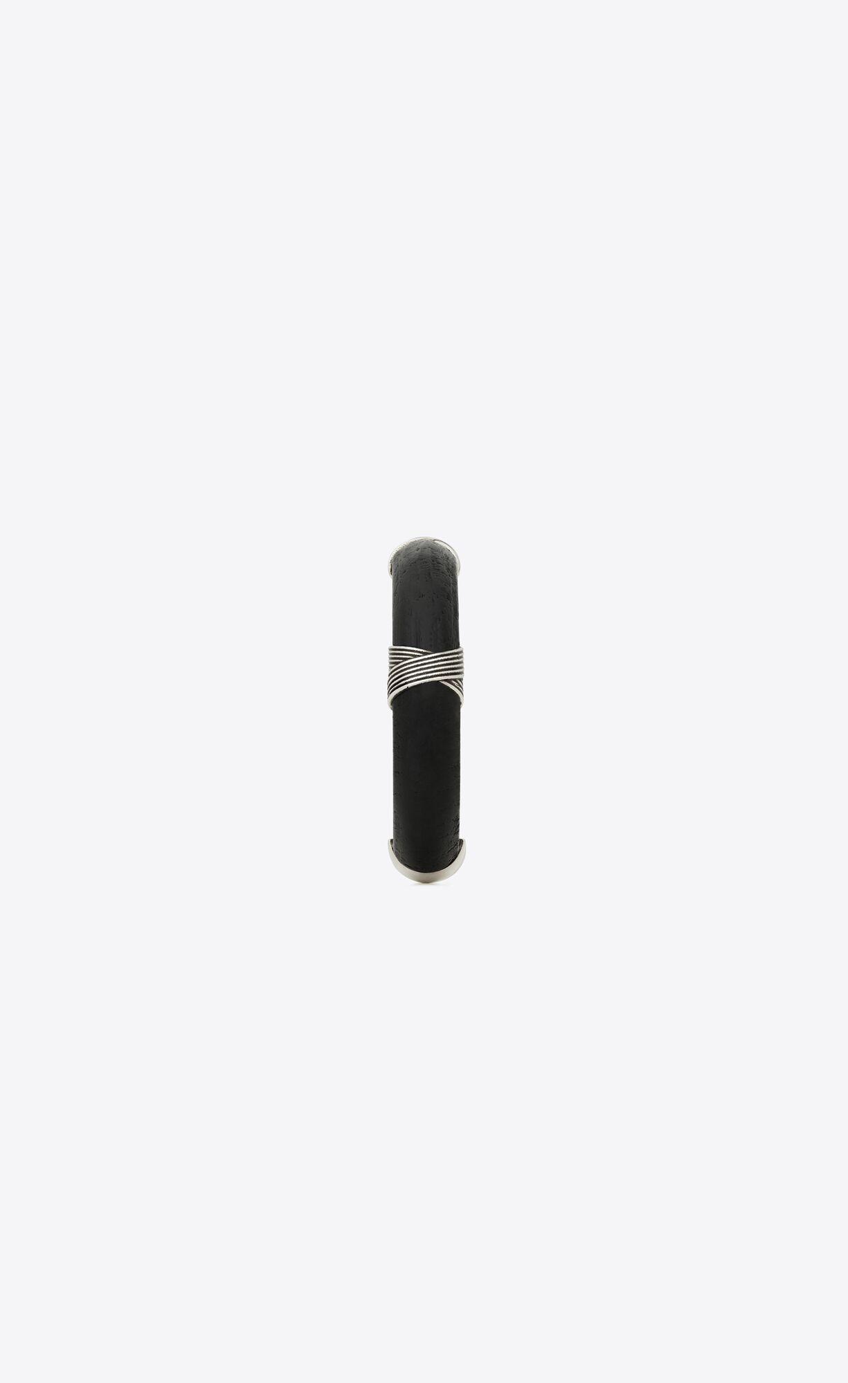YSL Vintage Bracelet In Metal And Wood Oxidized Silver And Black | 4759310-YZ