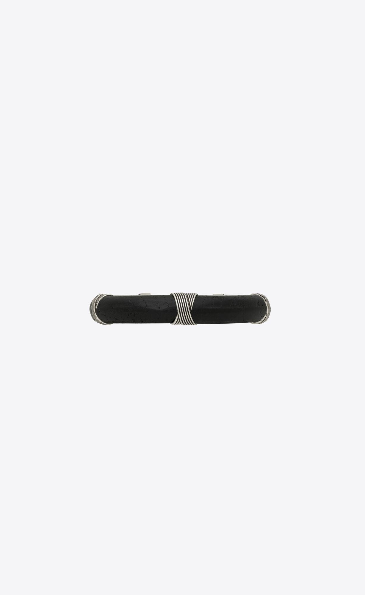 YSL Vintage Bracelet In Metal And Wood Oxidized Silver And Black | 4759310-YZ