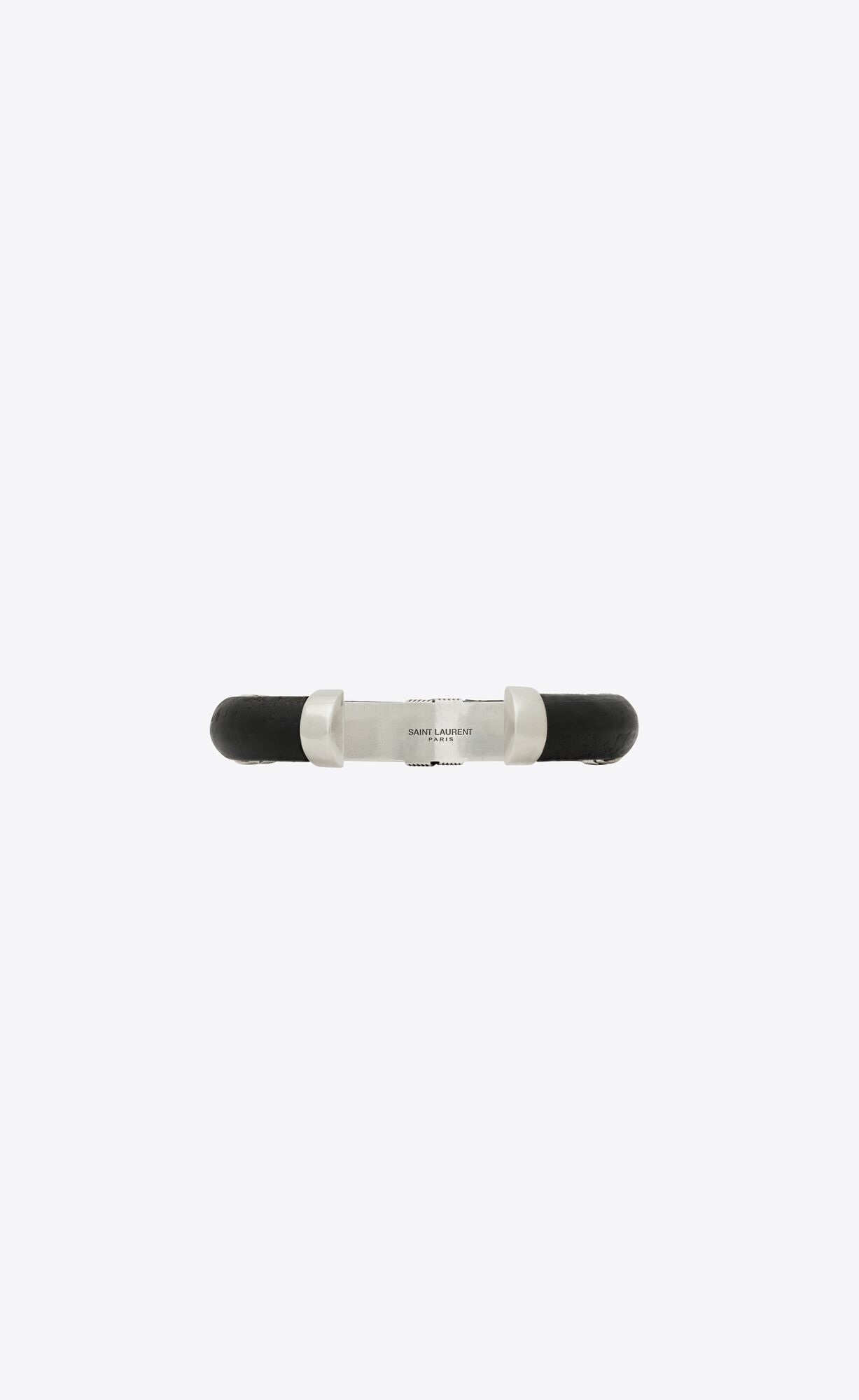 YSL Vintage Bracelet In Metal And Wood Oxidized Silver And Black | 4759310-YZ