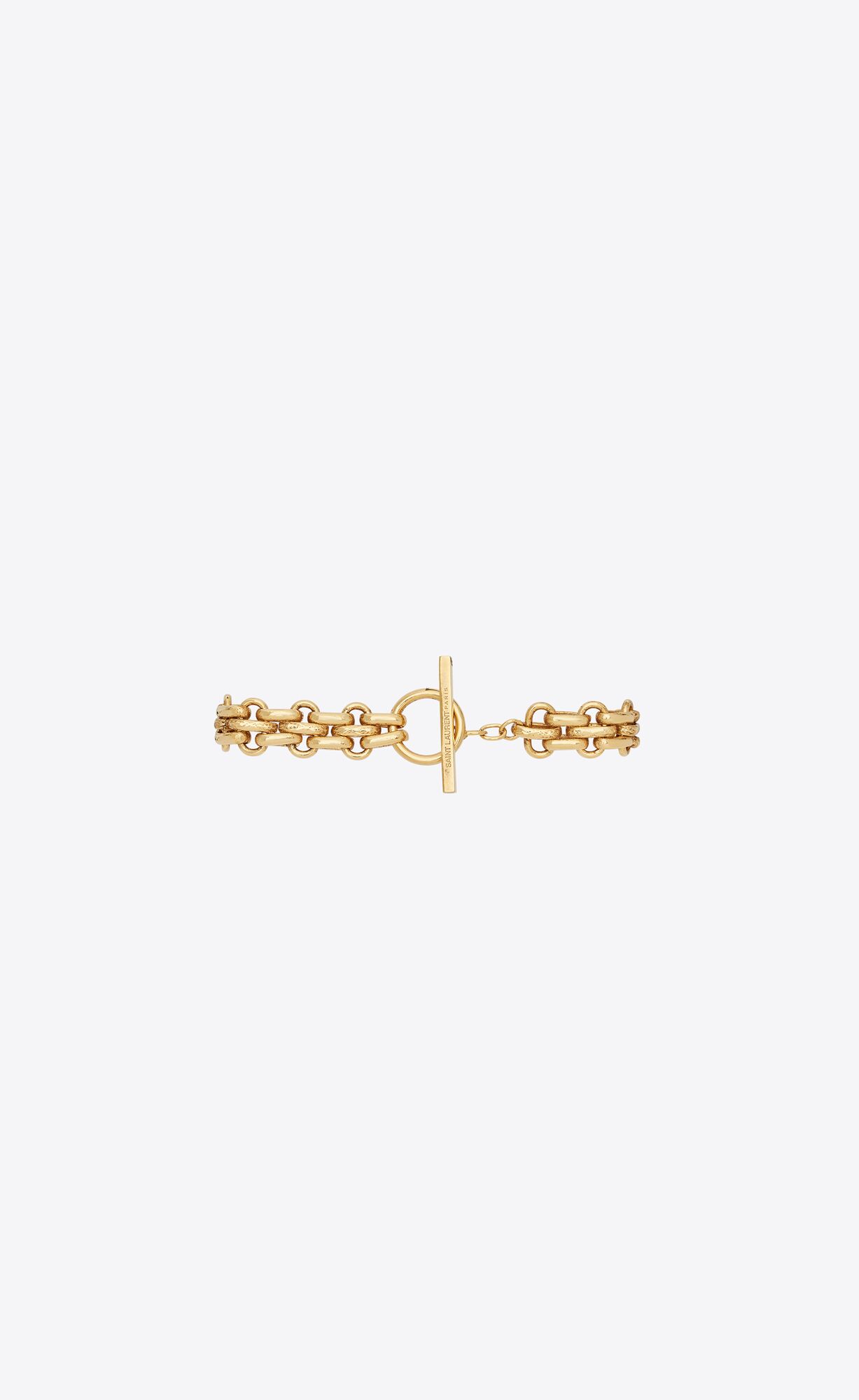 YSL Vintage Knitted Chain Bracelet In Metal Brass Gold | 4651893-EU