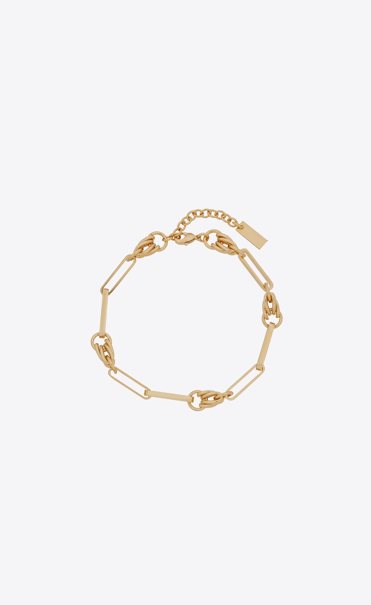 YSL Vintage Rectangular Cable And Knot Links Bracelet In Metal Gold | 2054861-YV