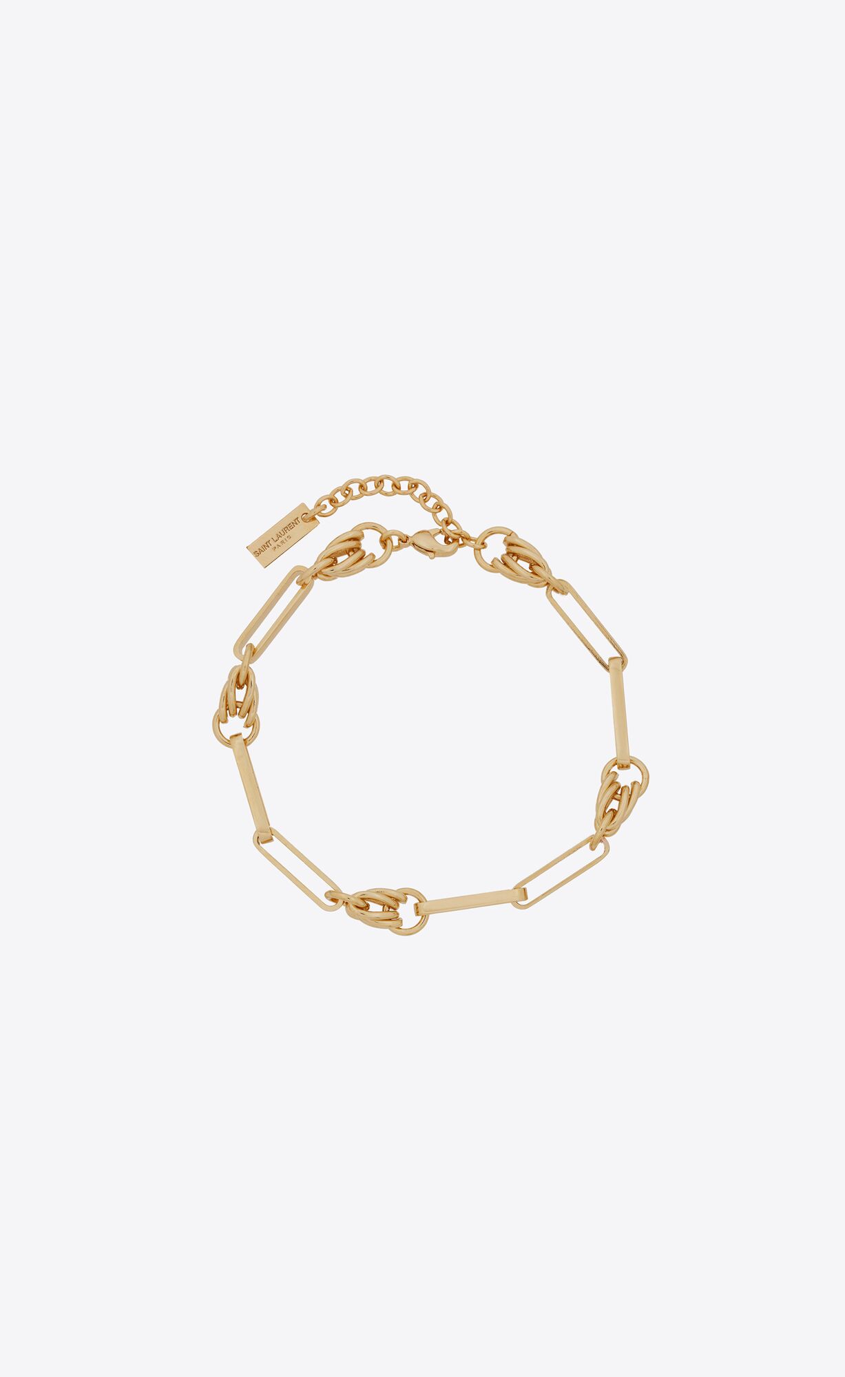 YSL Vintage Rectangular Cable And Knot Links Bracelet In Metal Gold | 2054861-YV