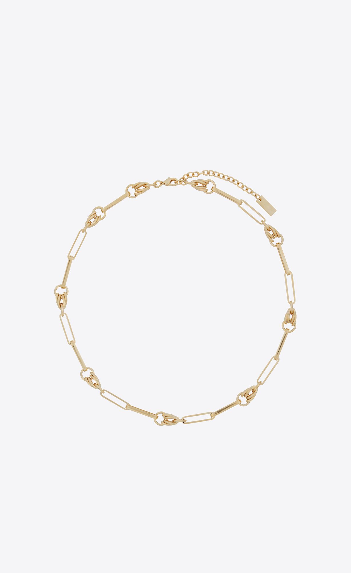 YSL Vintage Rectangular Cable And Knot Links Necklace In Metal Gold | 4186359-JG