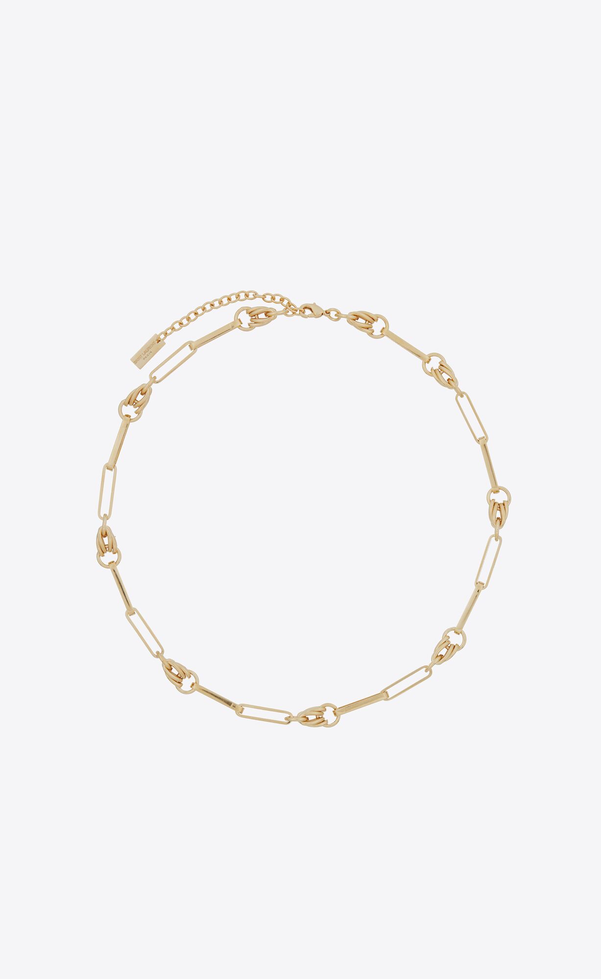 YSL Vintage Rectangular Cable And Knot Links Necklace In Metal Gold | 4186359-JG