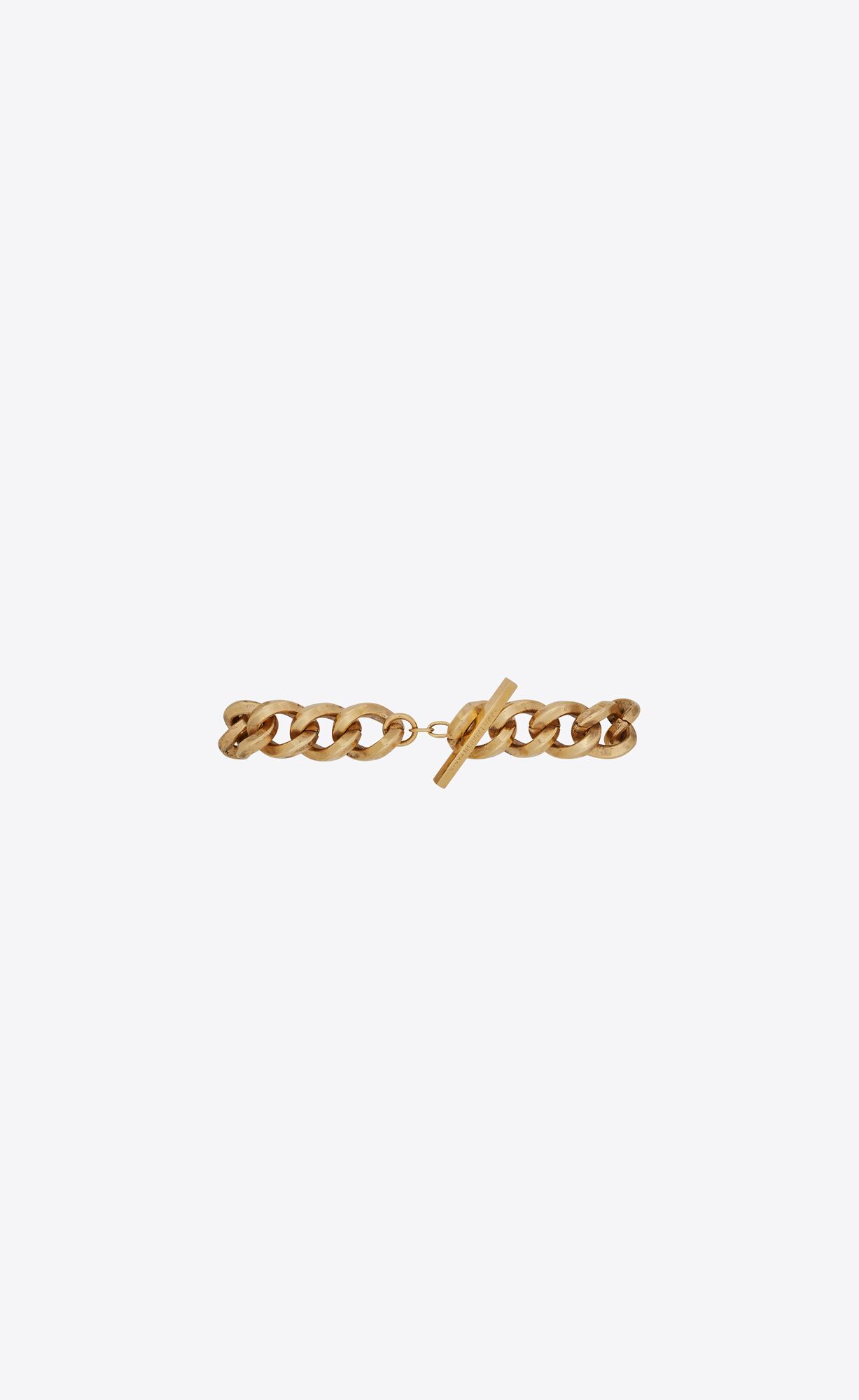 YSL Vintage Triangular Curb Chain Bracelet In Metal Aged Gold | 7019684-RE