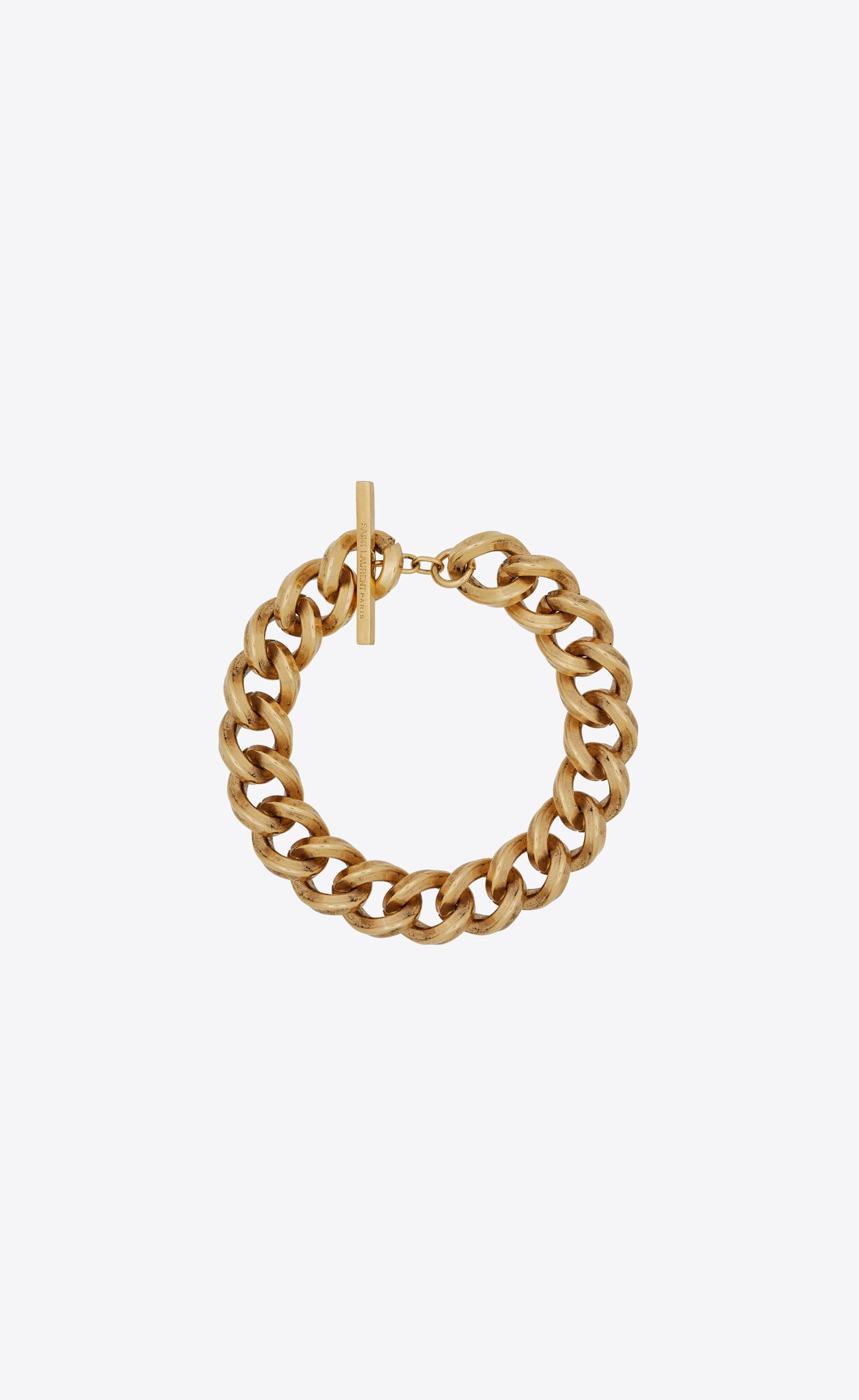 YSL Vintage Triangular Curb Chain Bracelet In Metal Aged Gold | 7019684-RE