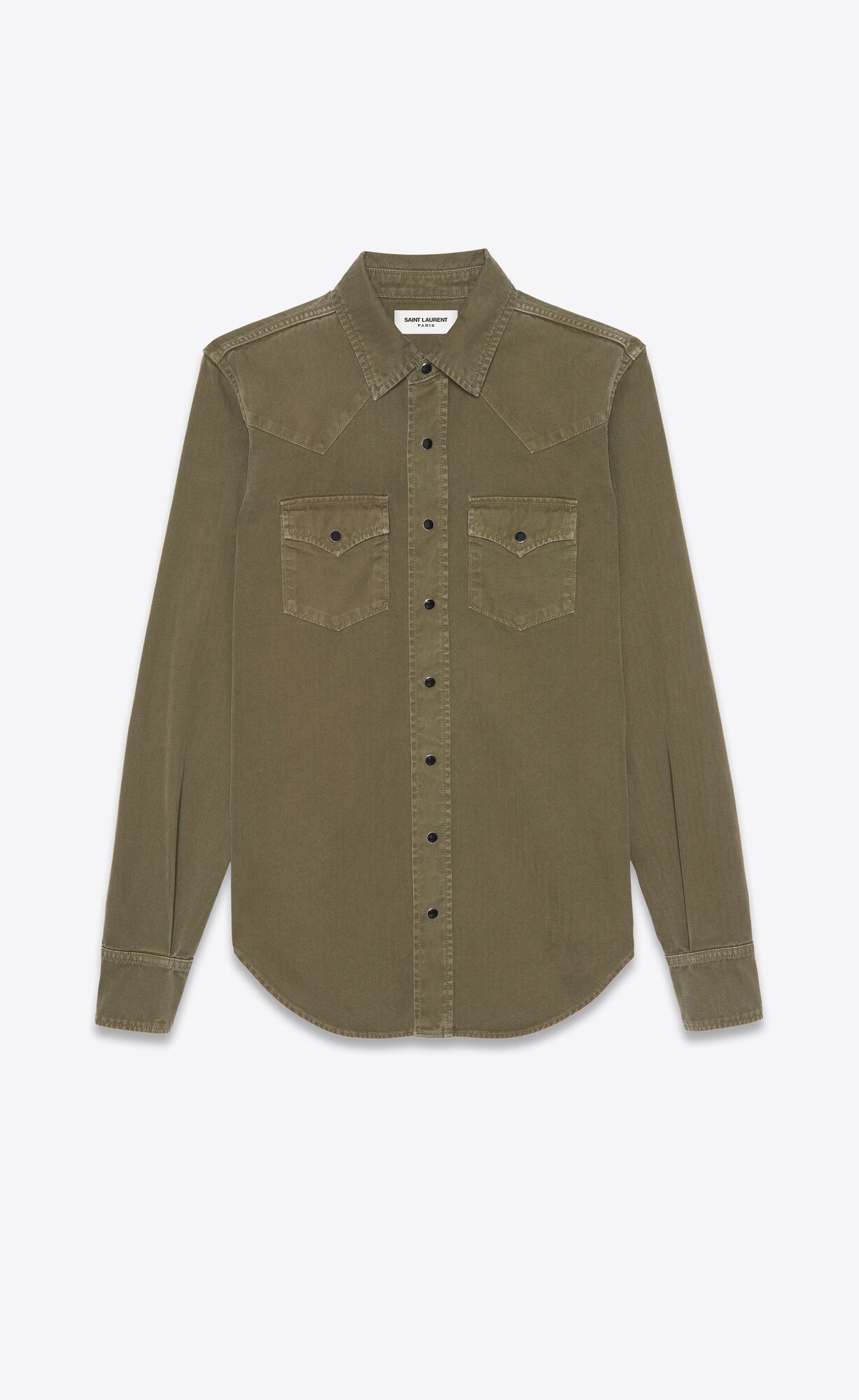 YSL Western Shirt In Khaki Stonewashed Denim Khaki Stonewash | 0635249-VF