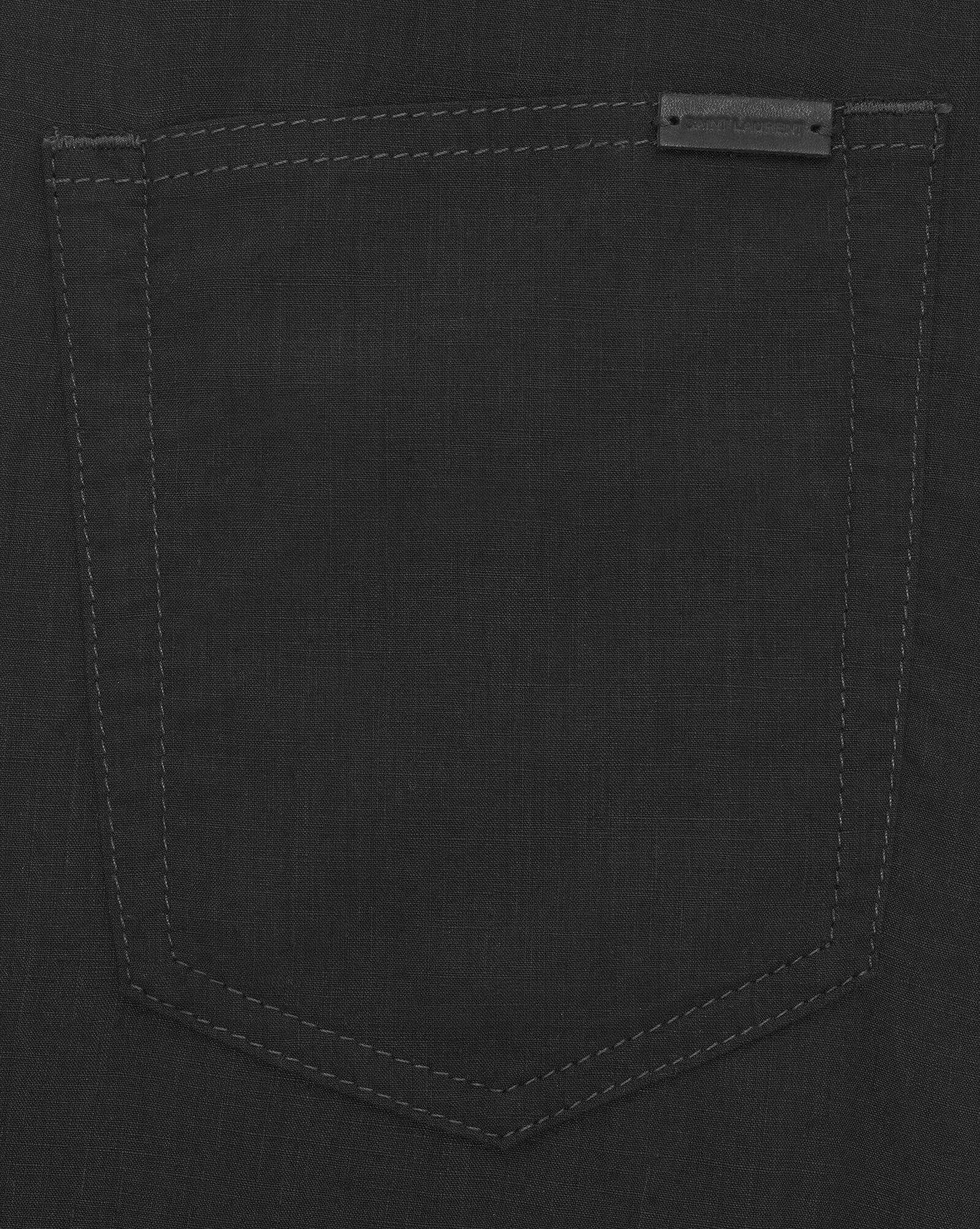 YSL Wide-leg Pants In Chambray Linen Black | 0954172-SB