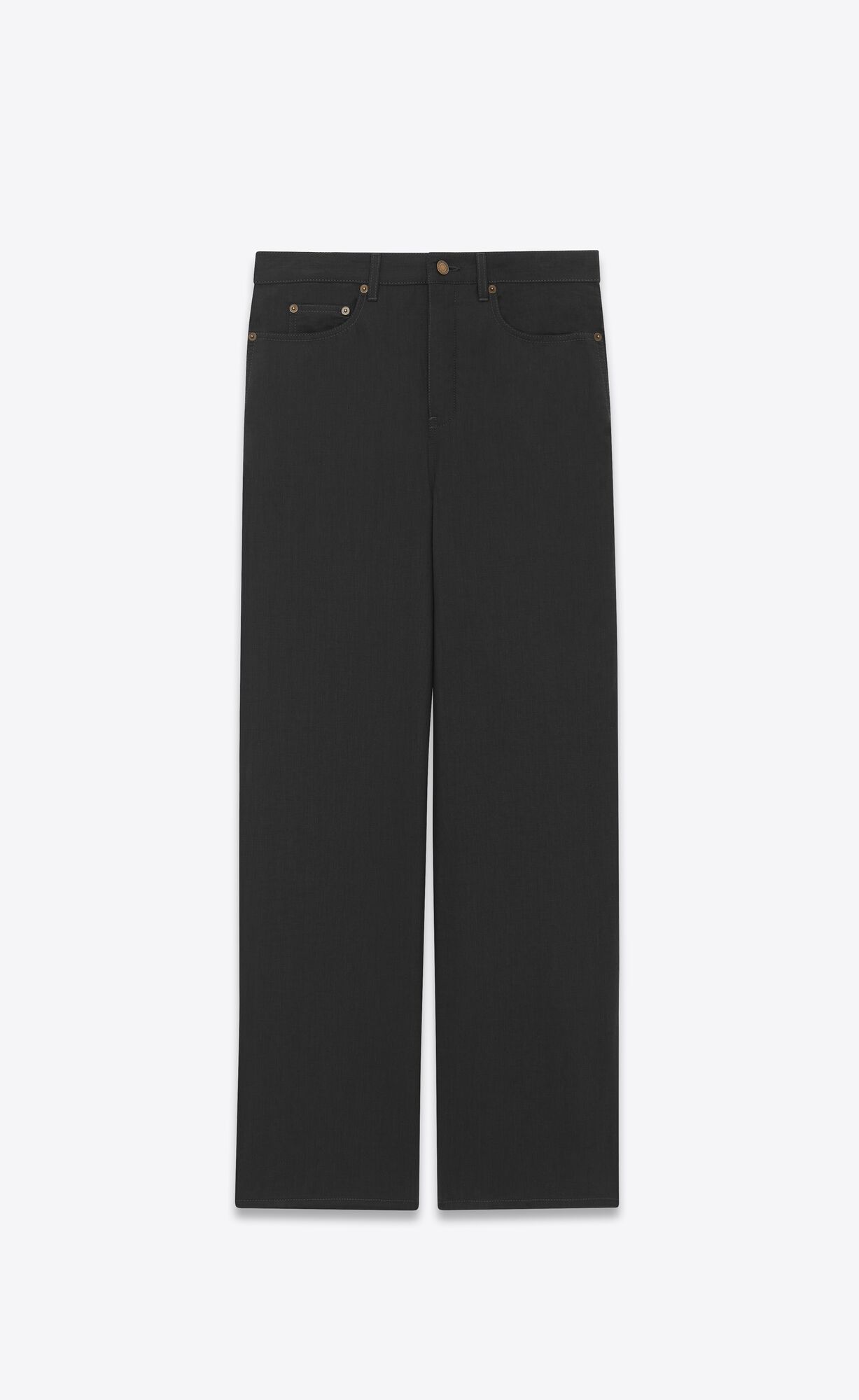 YSL Wide-leg Pants In Chambray Linen Black | 0954172-SB