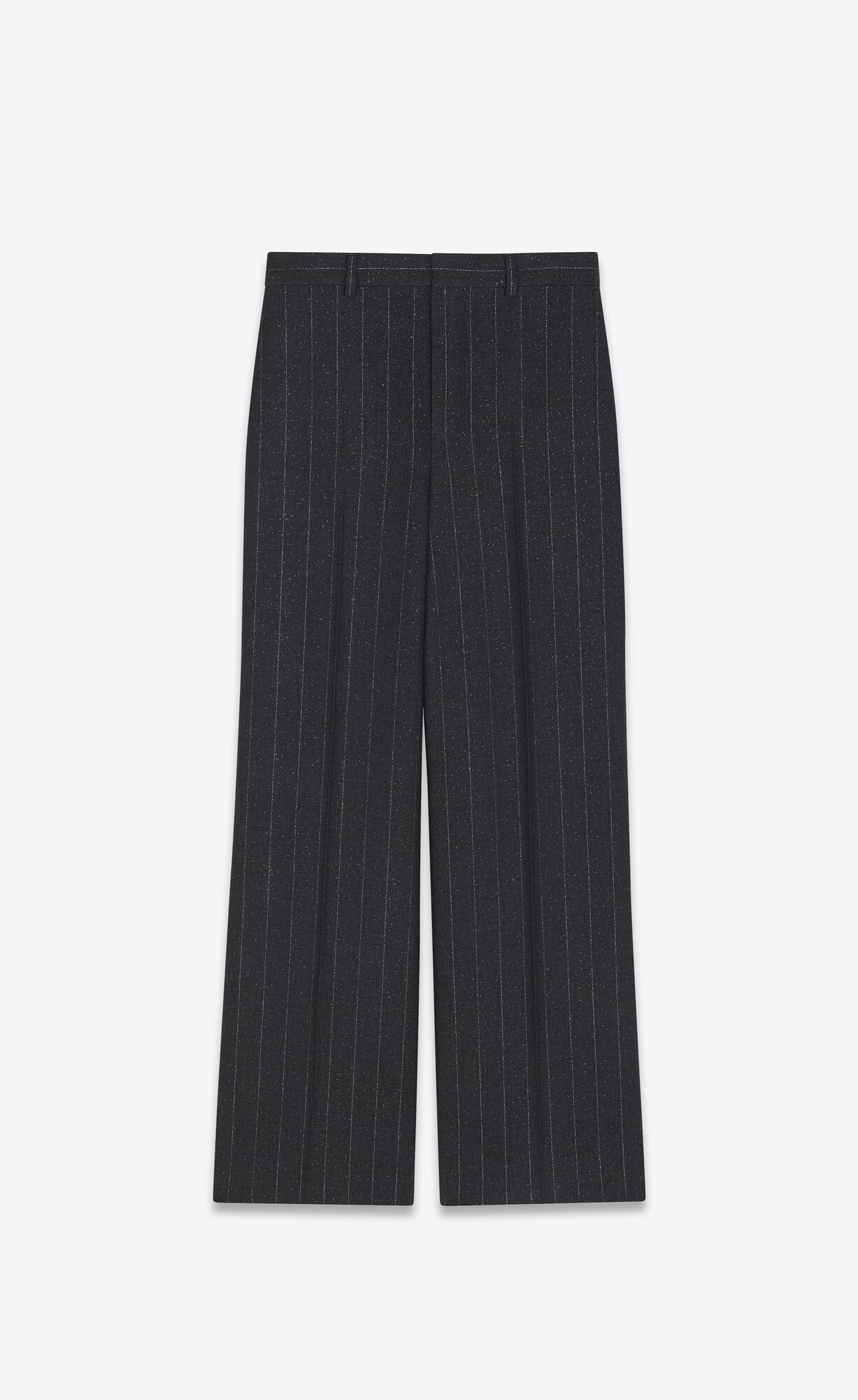 YSL Wide-leg Pants In Pinstripe Wool Anthracite Argent | 6018597-SQ