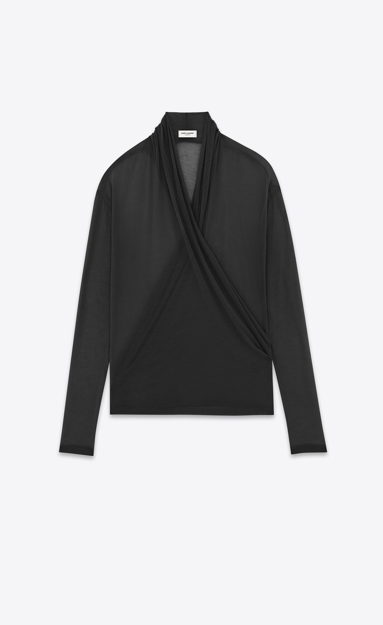 YSL Wrap-over Top In Jersey Black | 6150238-DT