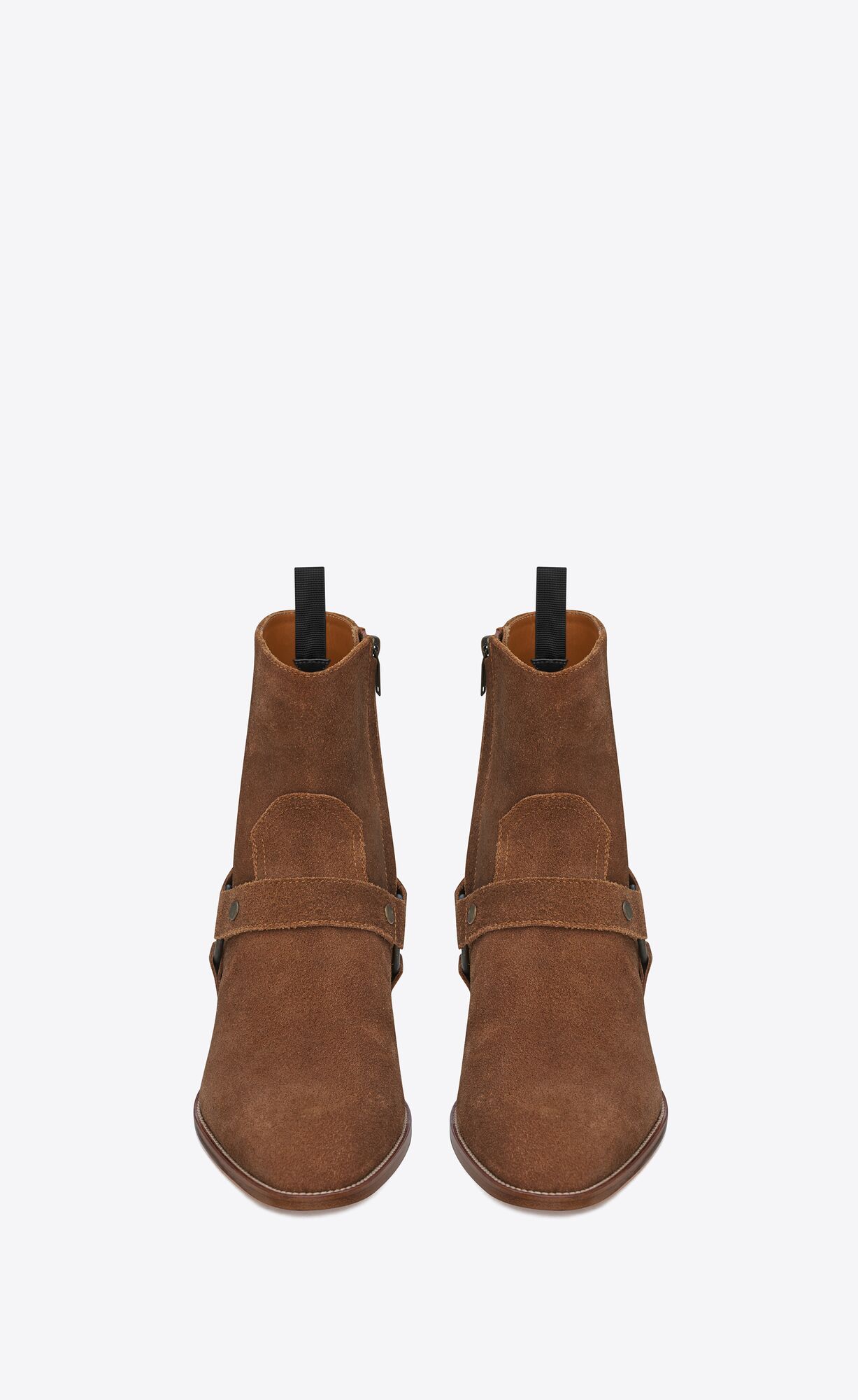 YSL Wyatt Harness Boots In Suede Nut | 0214637-AJ