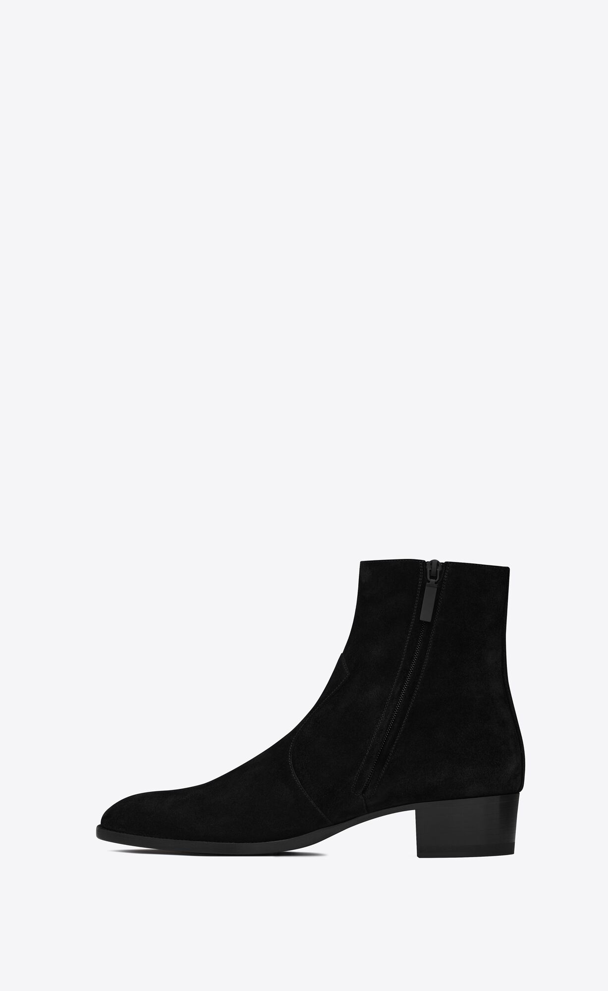 YSL Wyatt Zipped Boots In Suede Black | 5481062-EK
