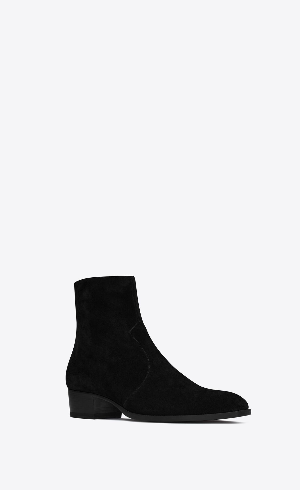 YSL Wyatt Zipped Boots In Suede Black | 5481062-EK