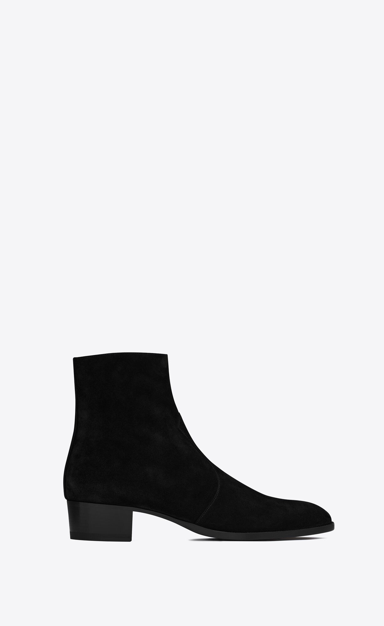 YSL Wyatt Zipped Boots In Suede Black | 5481062-EK
