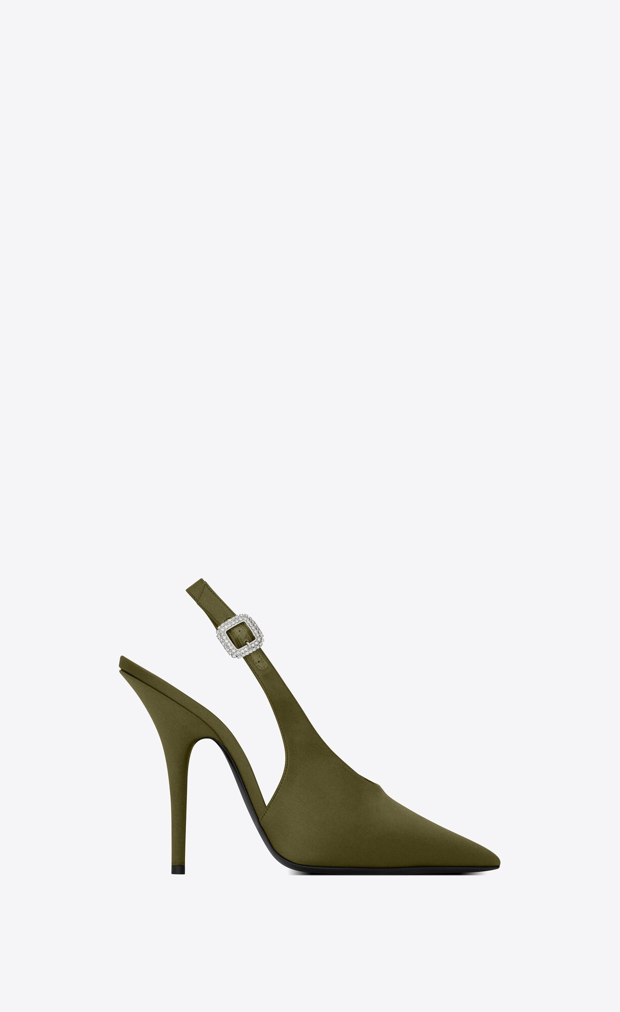 YSL Yasmeen Slingback Pumps In Silk Satin Kaki | 2564879-EF