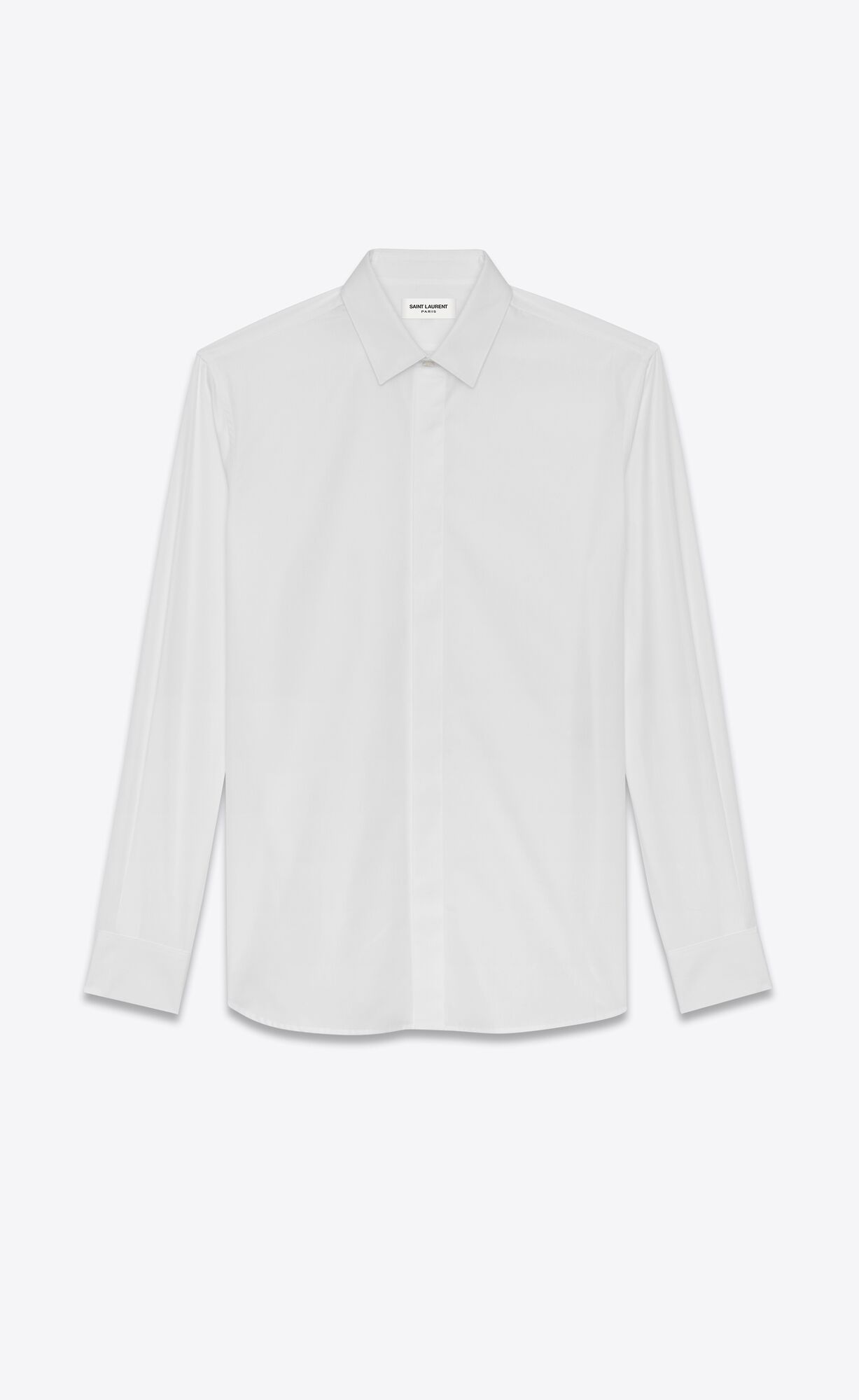 YSL Yves Collar Shirt In Cotton Poplin White | 0853742-IC