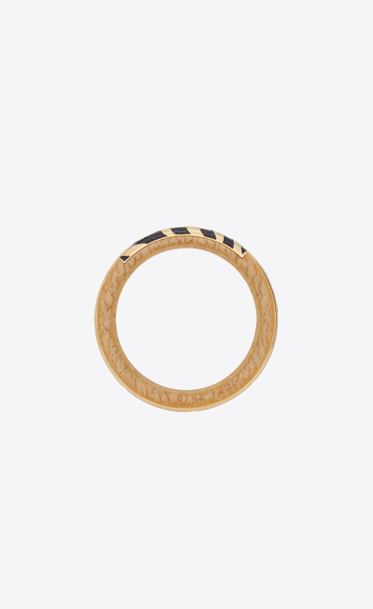 YSL Zebra Bangle In Metal, Enamel And Resin Aged Brass Gold, Cream And Black | 3568240-FJ
