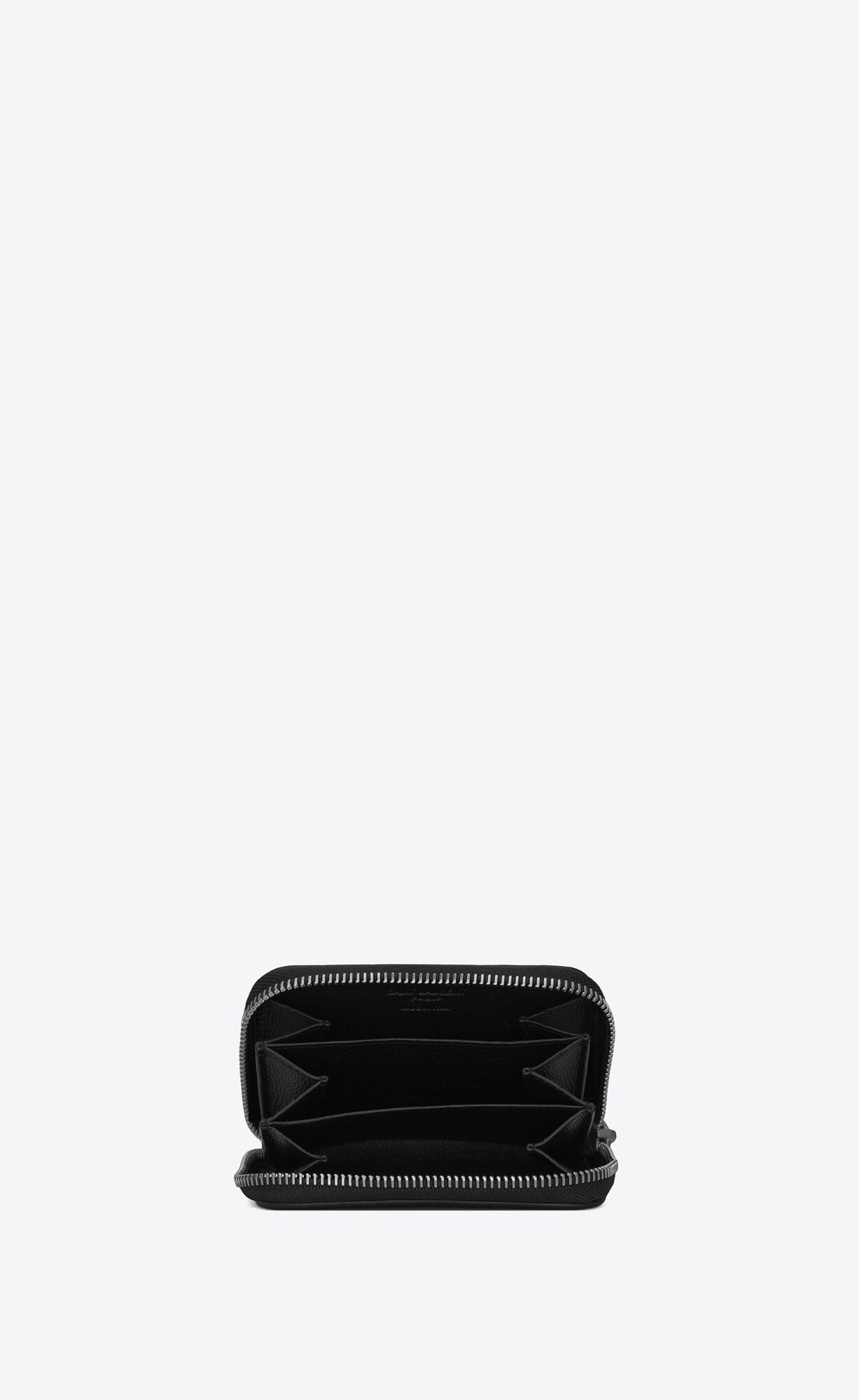 YSL Zipped Coin Purse In Grain De Poudre Embossed Leather Black | 4056712-NG